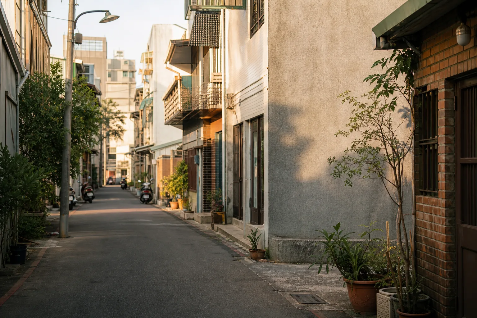 台南風格安靜住宅巷弄情境圖